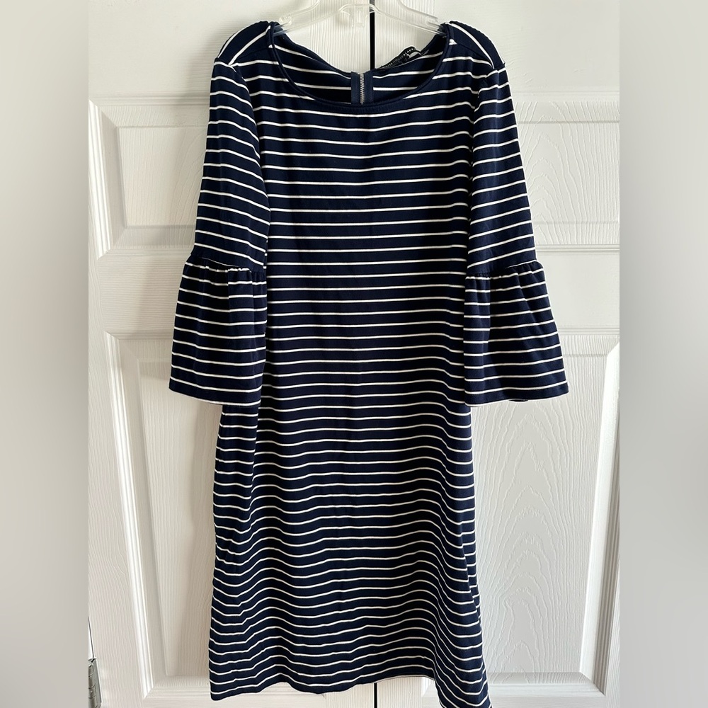 White House Black Market Navy Striped Women's Dress